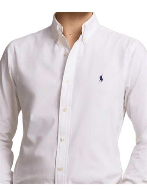 Camicia da uomo in popelin stretch, colore white POLO RALPH LAUREN | 710928255002